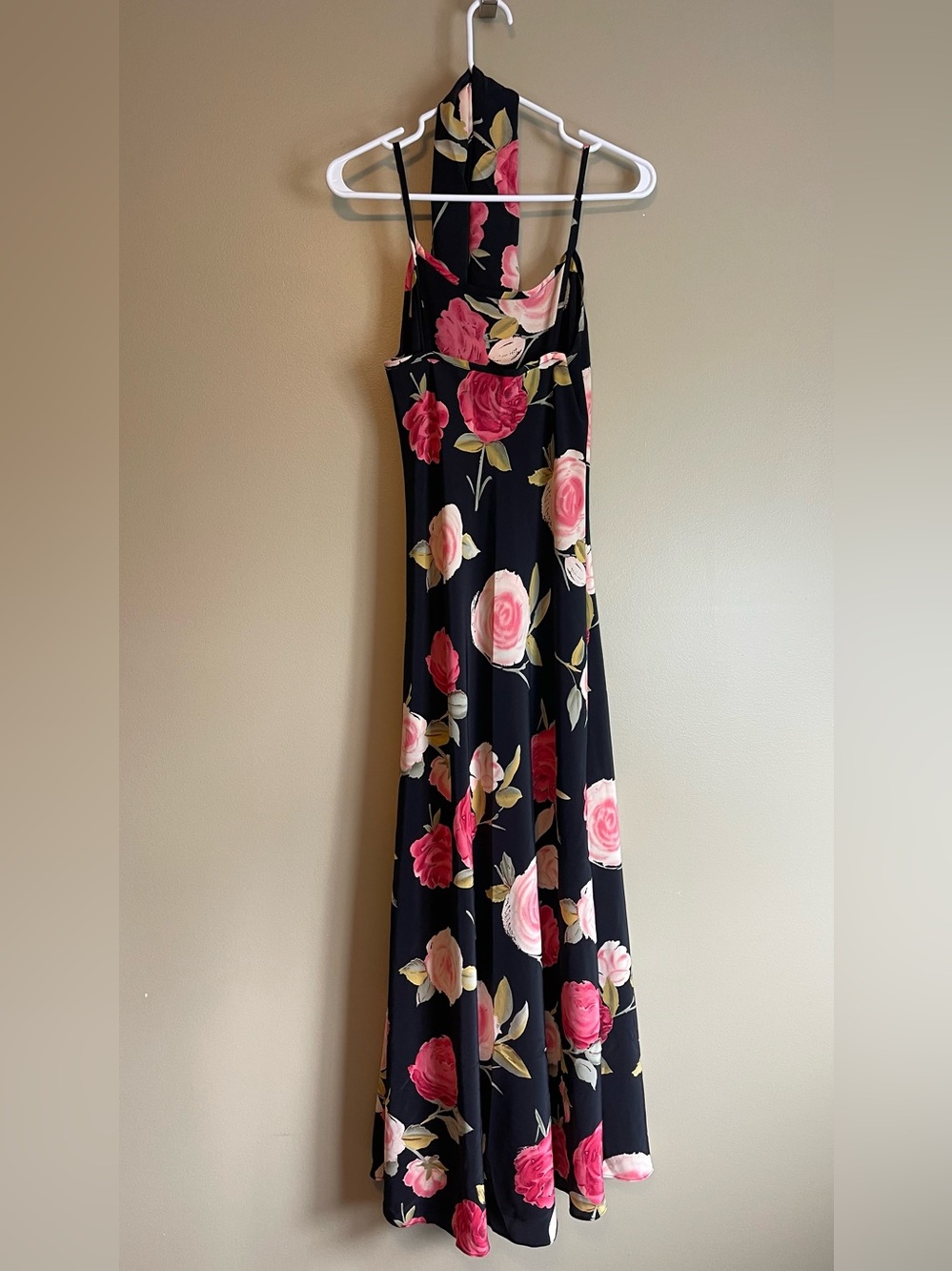 Vintage Y2K Le Chateau Rose Floral Maxi Slip Dress With Matching Scarf - Picture 8 of 10